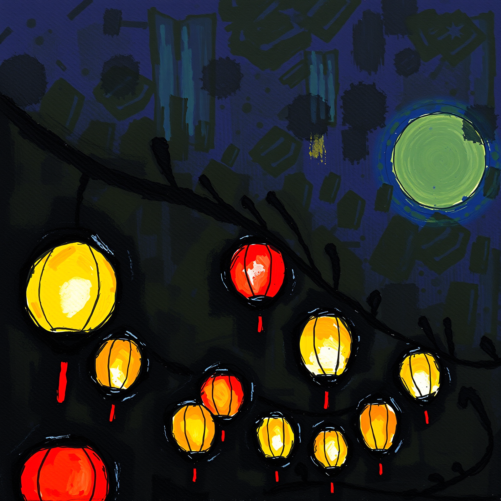 Lanterns Under the Night Sky view 2