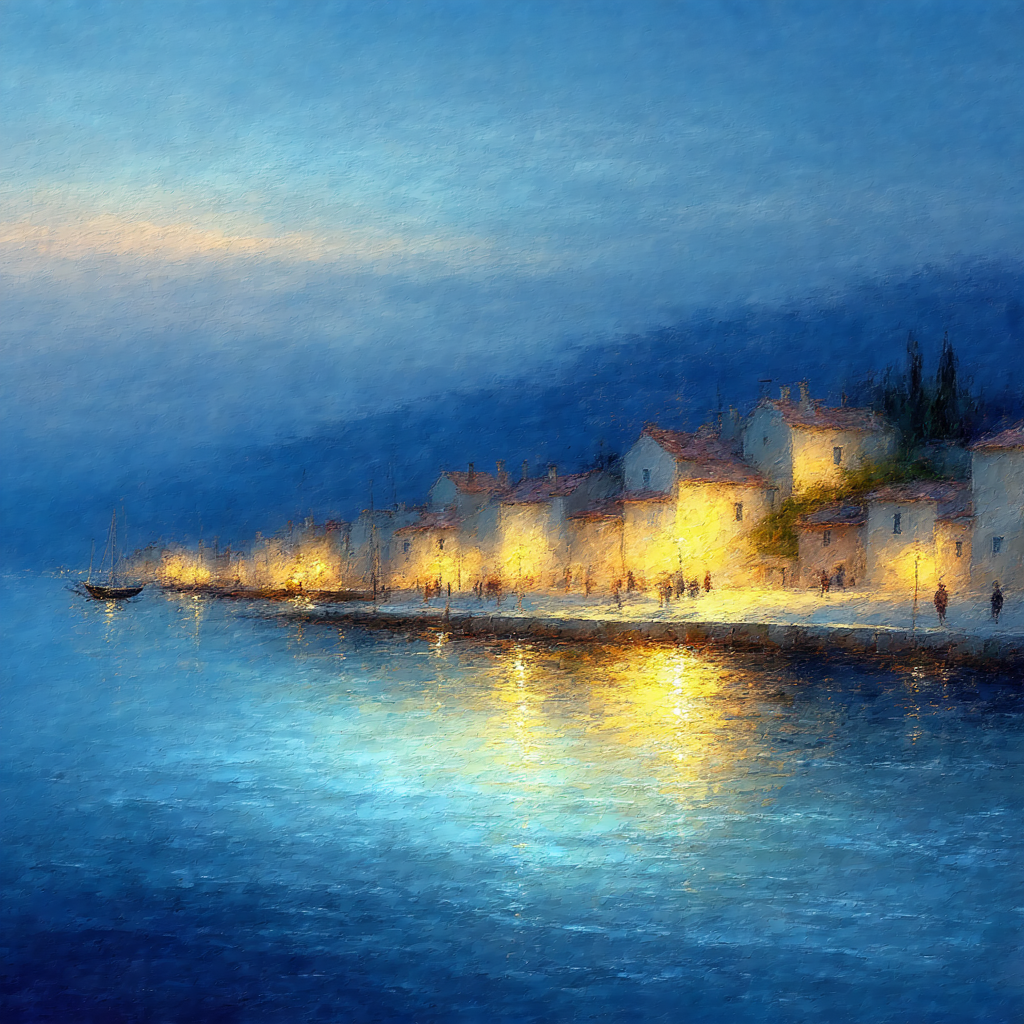 Evening Glow on a Coastal Village view 2