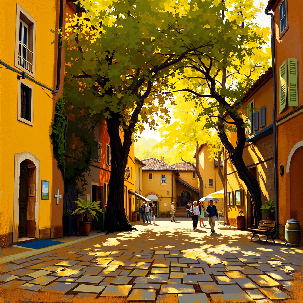 Sunlit Stroll Through an Italian Village view 2