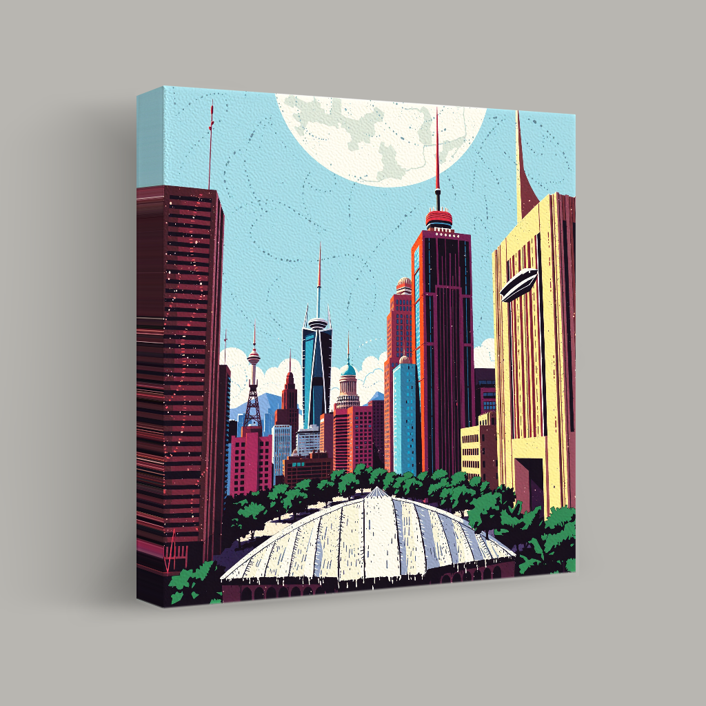 Cityscape Under the Moon view 1