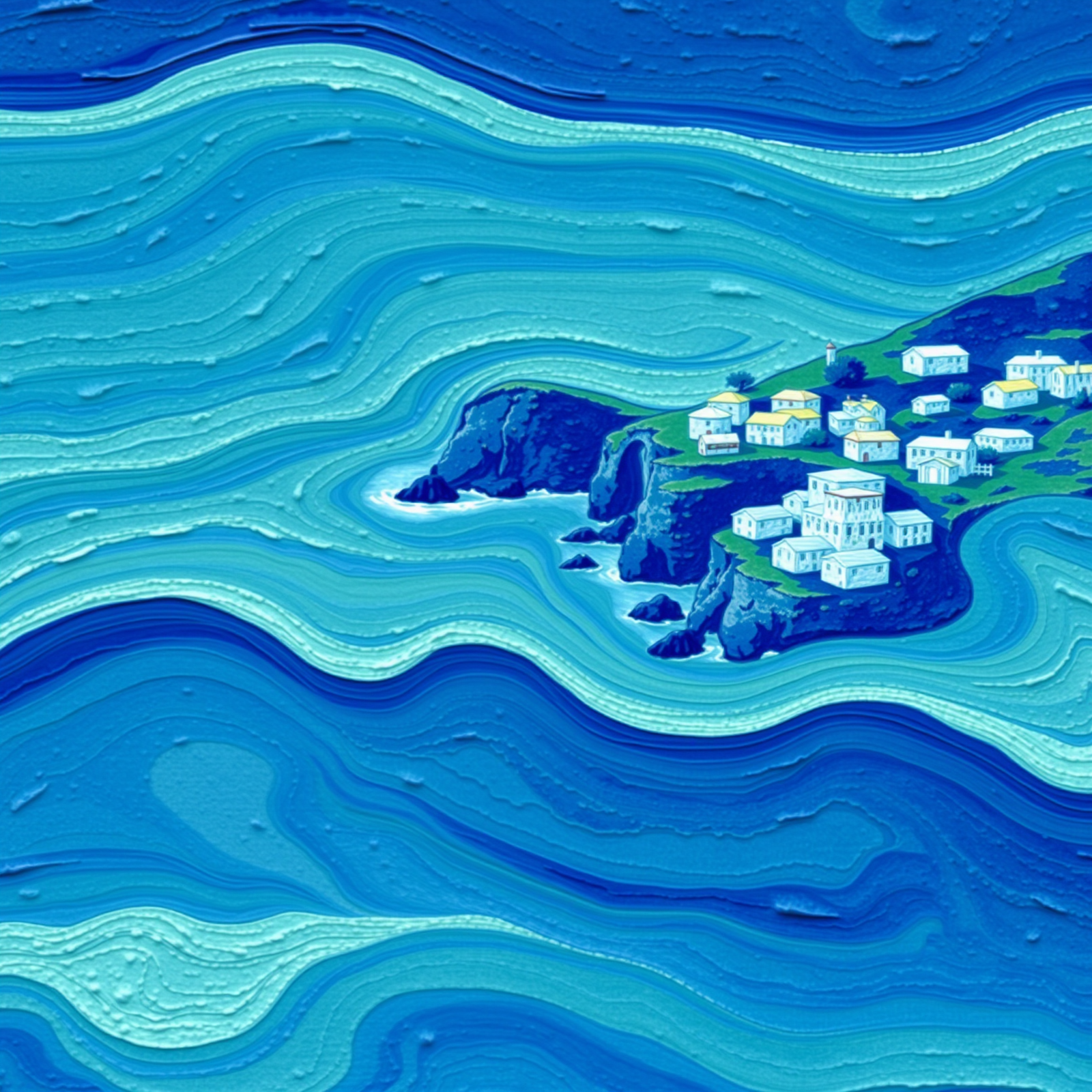 Coastal Waves and Painted Cliffs view 2