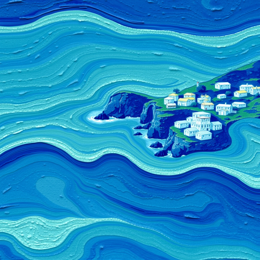 Coastal Waves and Painted Cliffs view 2