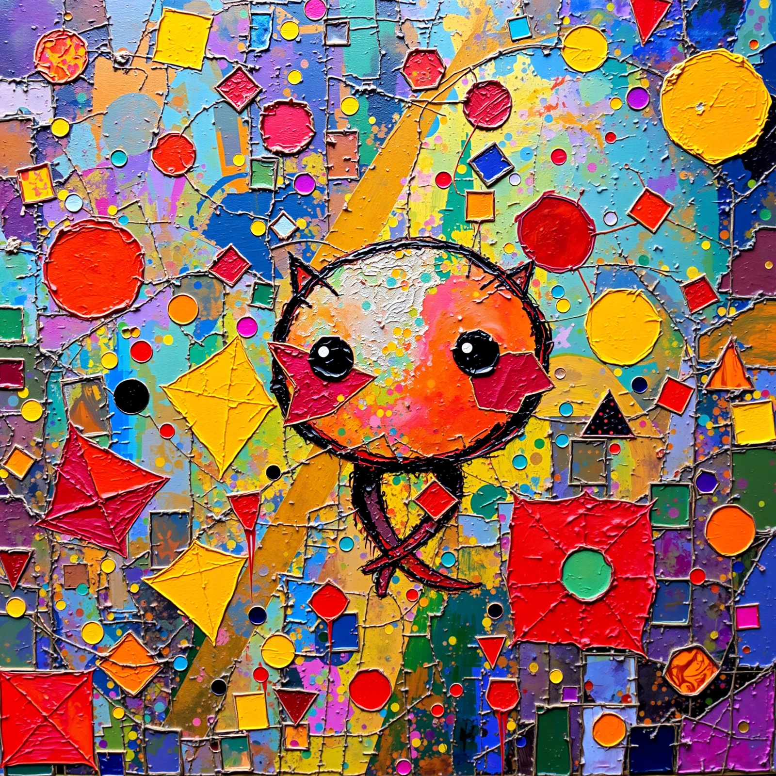 Vibrant Geometric Cat view 2