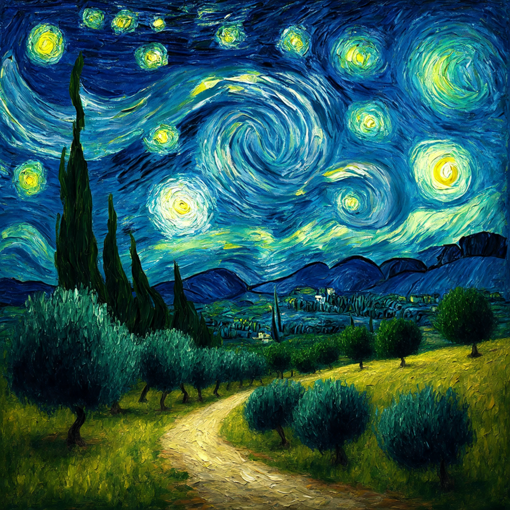 Torbellinos celestiales sobre prados tranquilos vista 2
