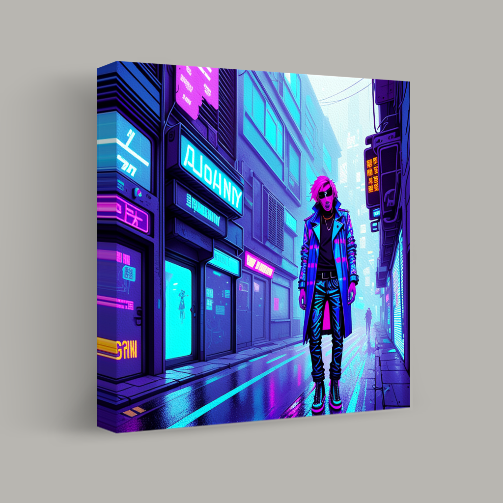 Neon Wanderer in the Rain view 1