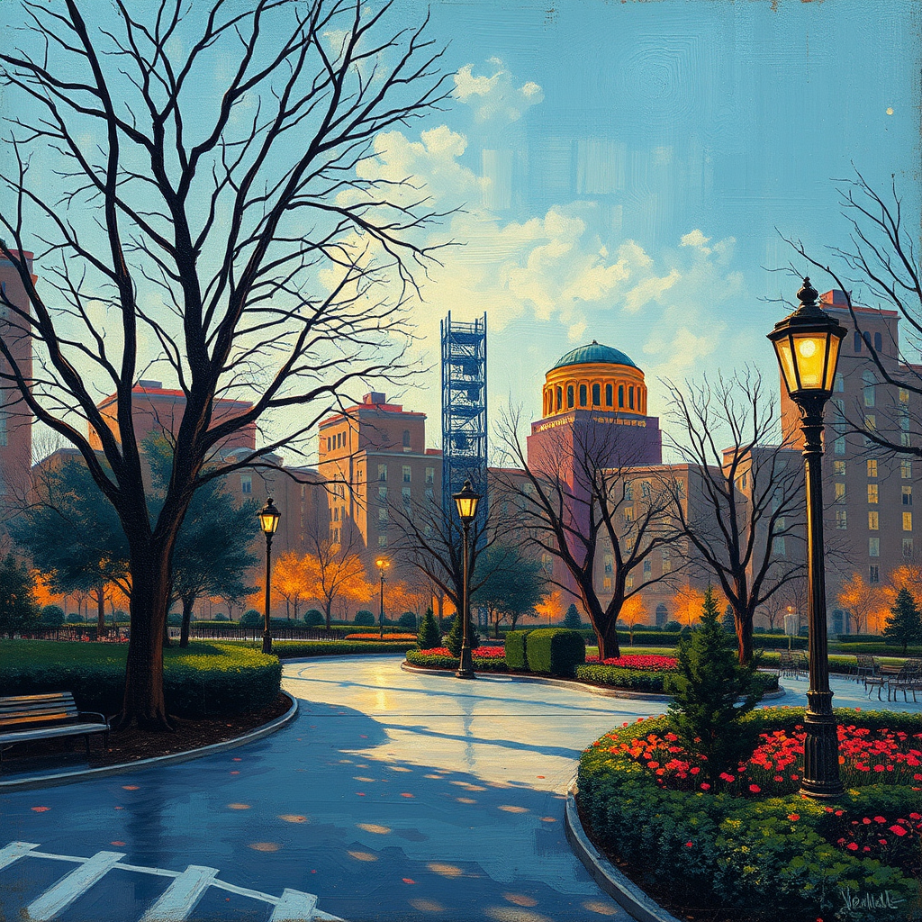 Evening Glow in the City Park view 2