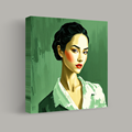Elegant Portrait on Green Background thumbnail 1