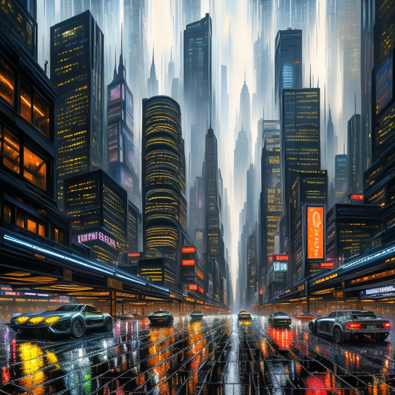 Neon Reflections in a Rainy Metropolis view 2