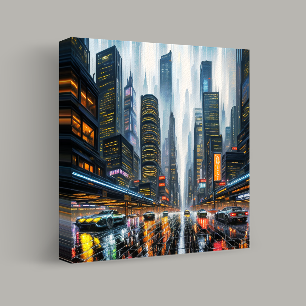 Neon Reflections in a Rainy Metropolis view 1