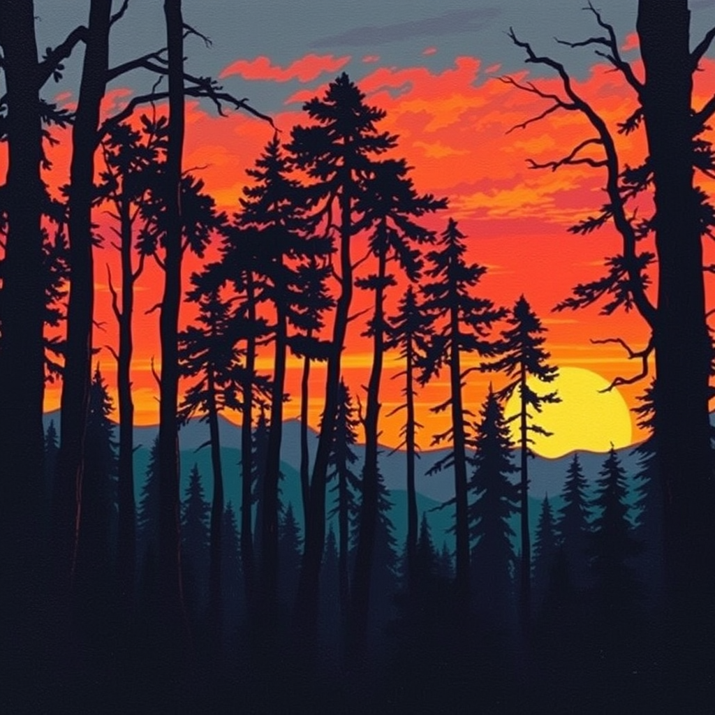 Forest Silhouette at Dusk view 2