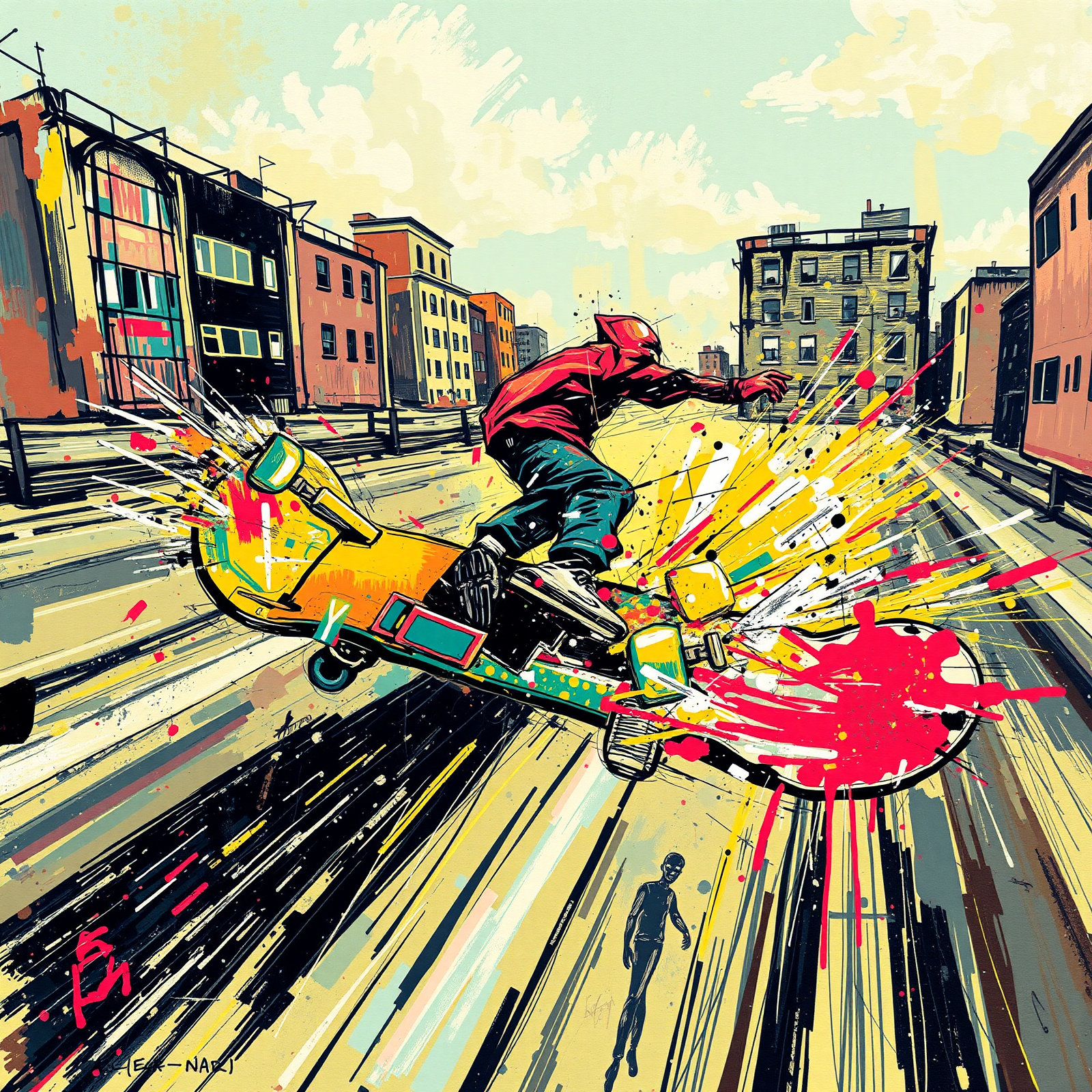 Vibrant Skateboard Stunt view 2