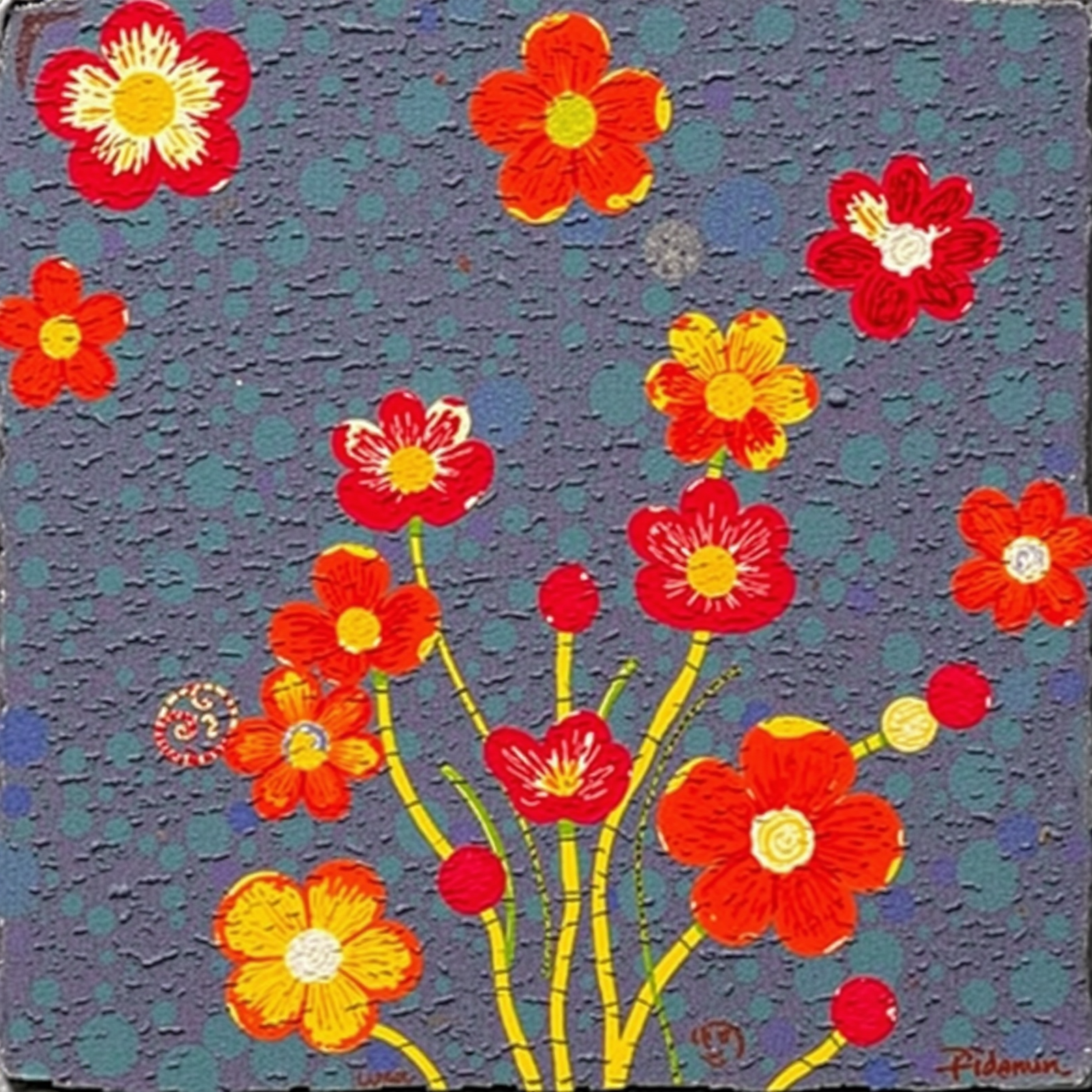 Blossoms on a Polka Dot Field view 2