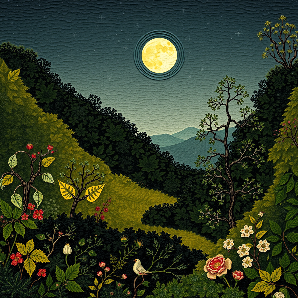 Moonlit Valley Tapestry view 2