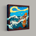 Ornate Skateboard and Ocean Waves thumbnail 1
