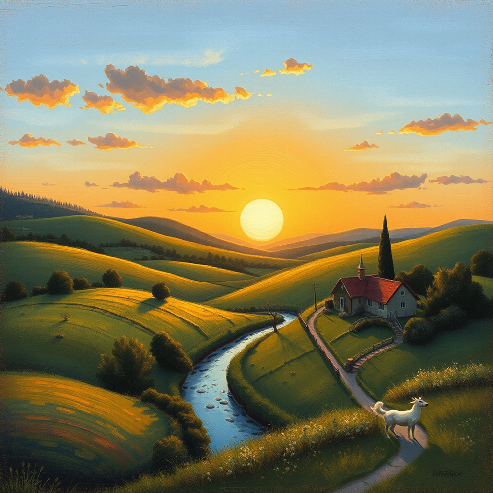 Sunset Over Rolling Hills view 2
