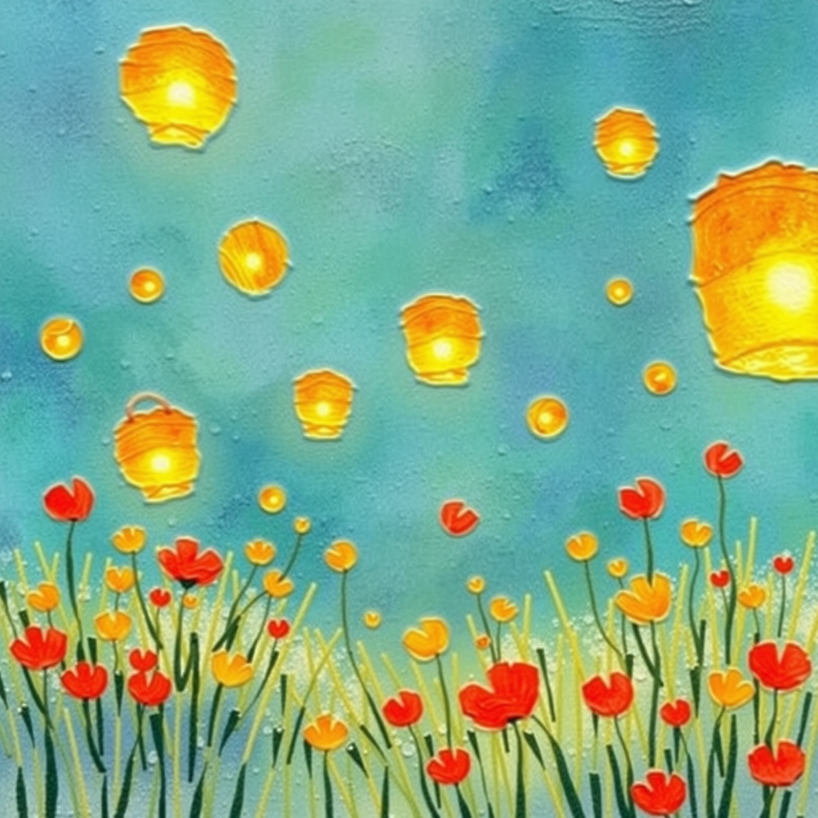 Lanterns and Poppies in the Twilight view 2