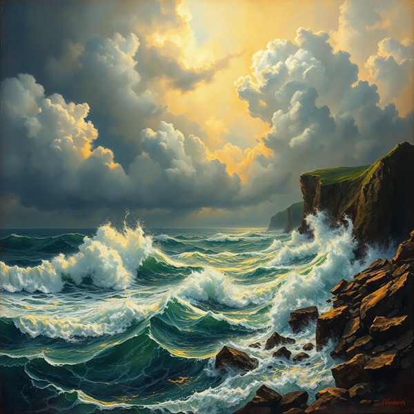 Turbulent Coastline at Dusk