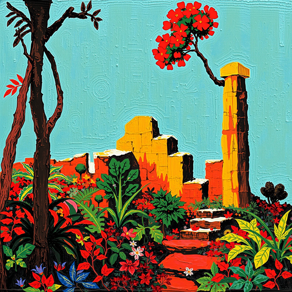 Vibrant Ruins in Bloom