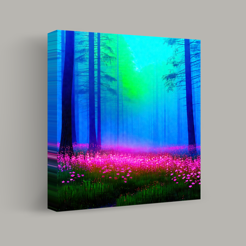 Enchanted Forest of Neon Blooms view 1