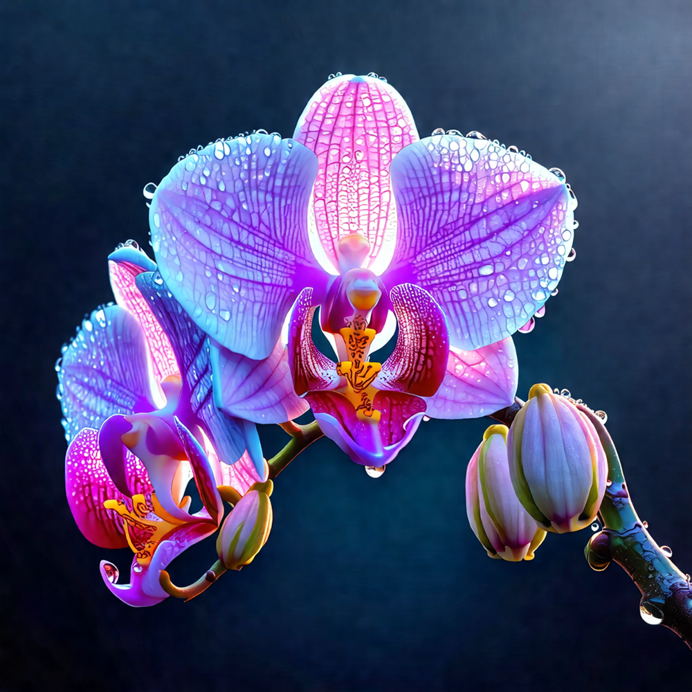 Strahlende Orchideen-Reflexionen Ansicht 2