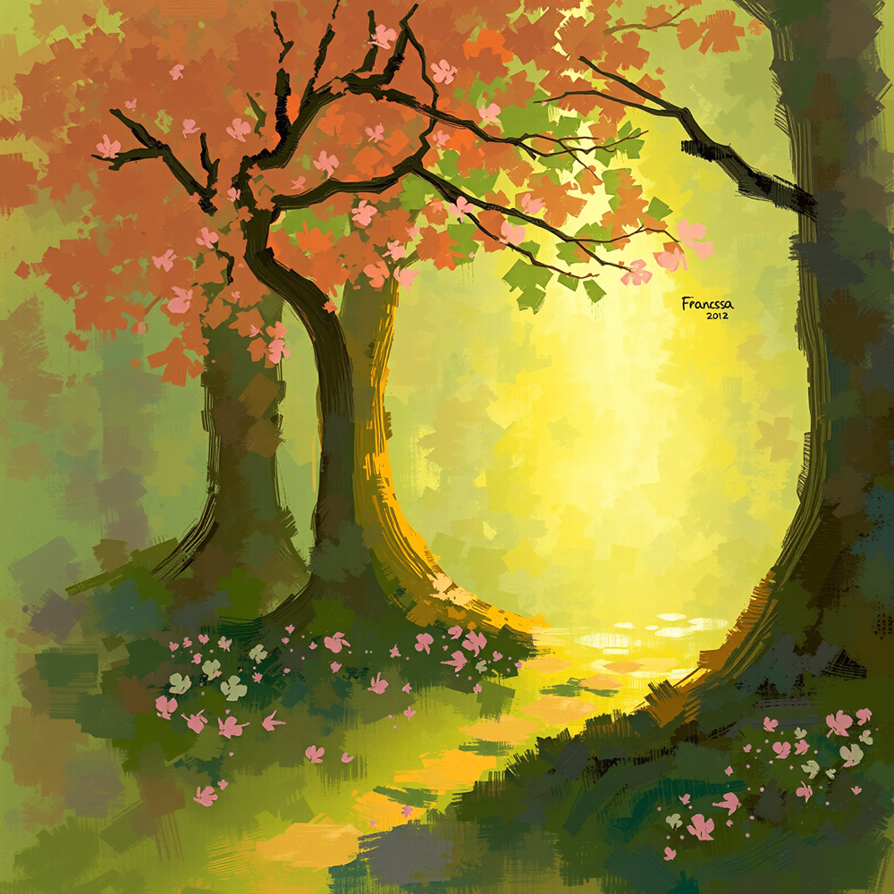 Pathway Through Dappled Woods view 2