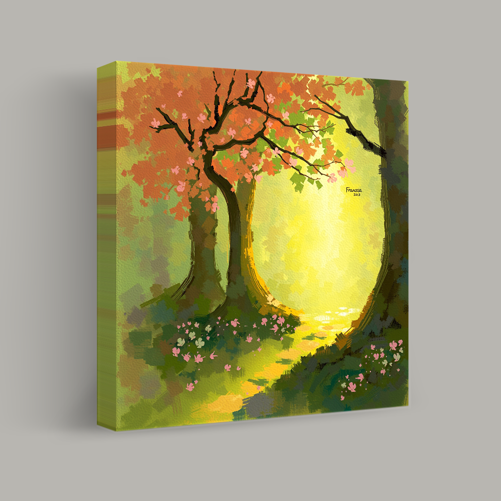 Pathway Through Dappled Woods view 1