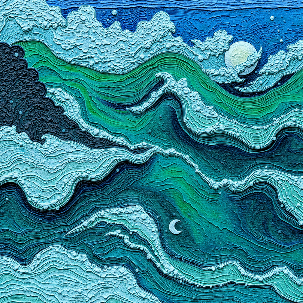 Waves Under Moonlit Skies view 2