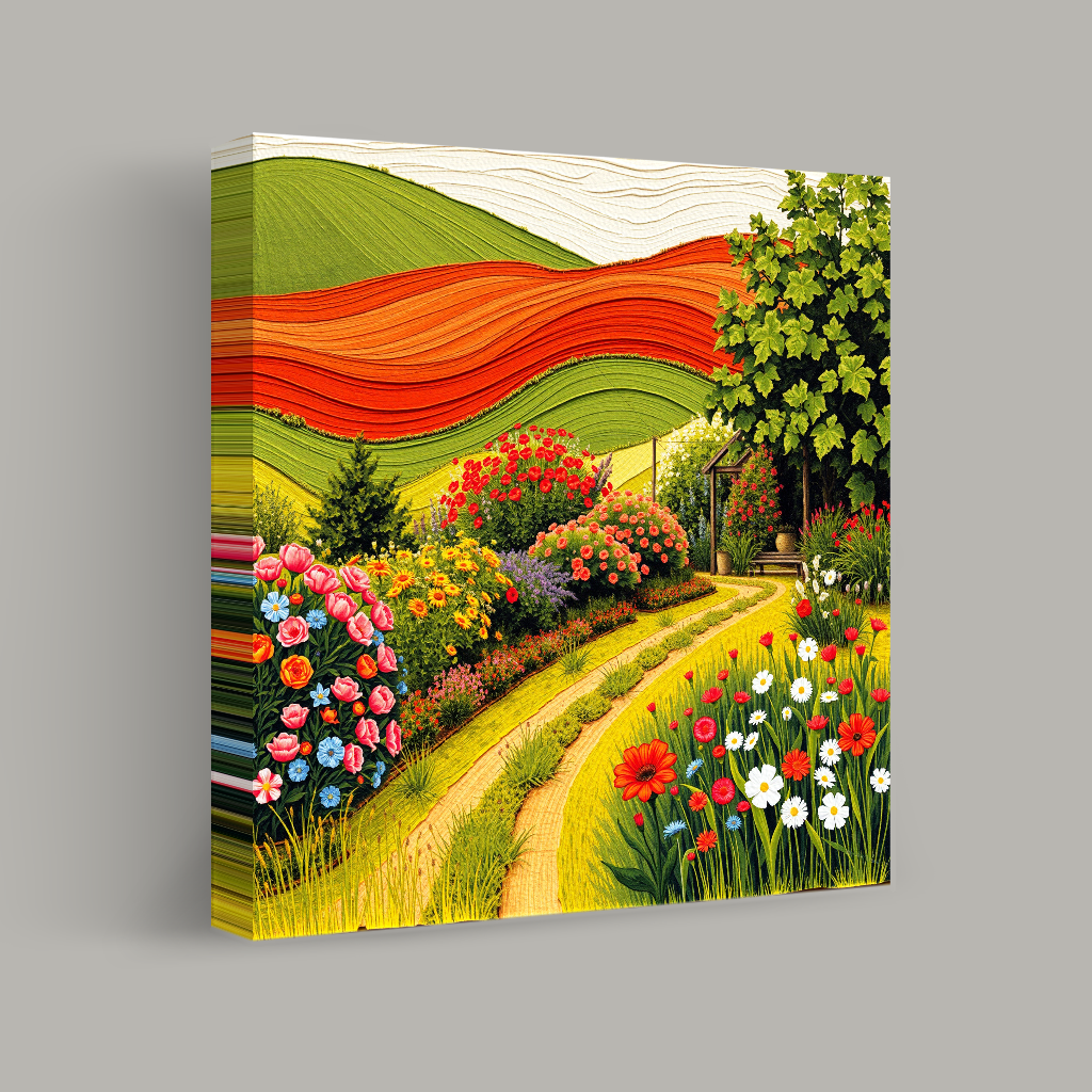 Vibrant Hillside Garden Path view 1