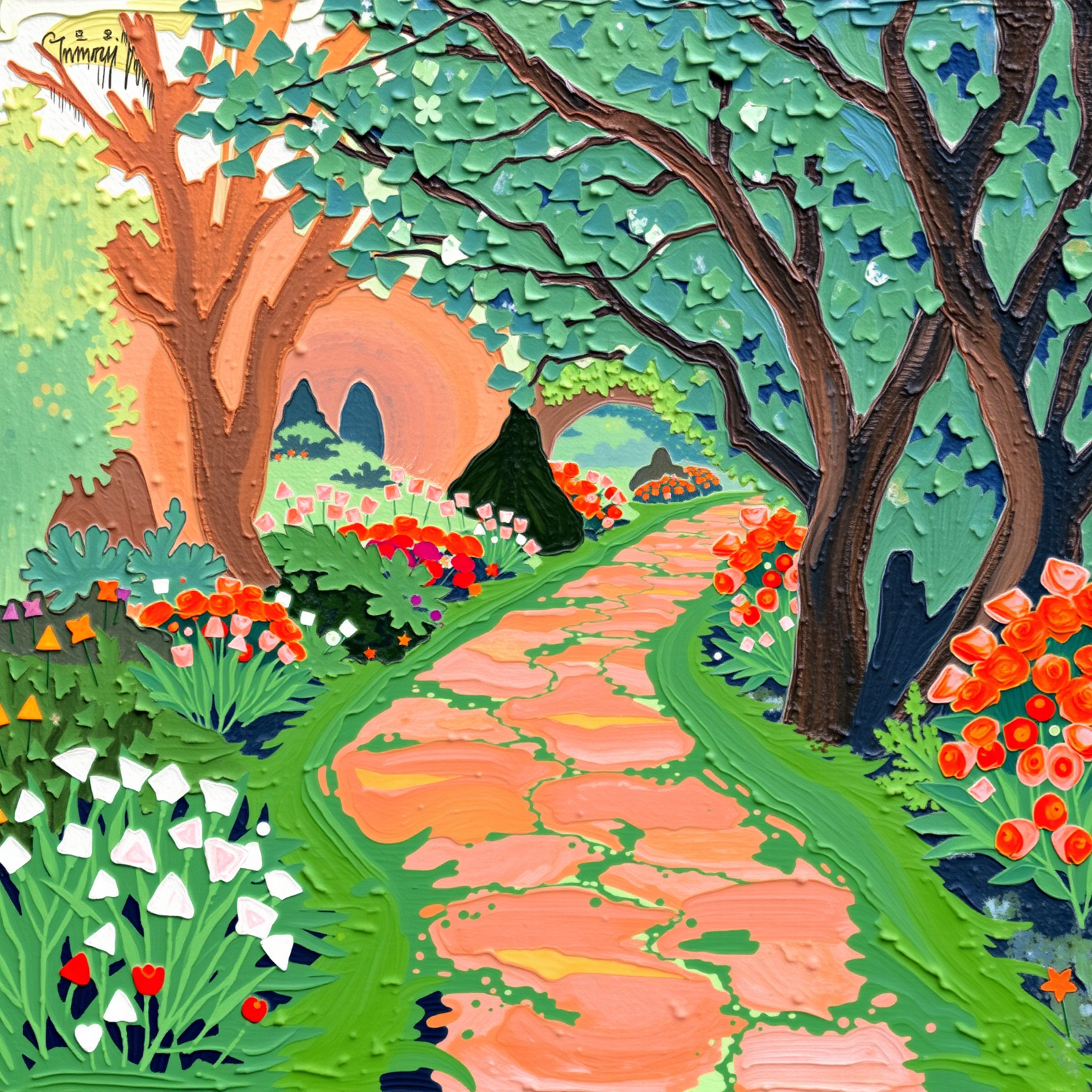 Pathway Through Painted Gardens view 2