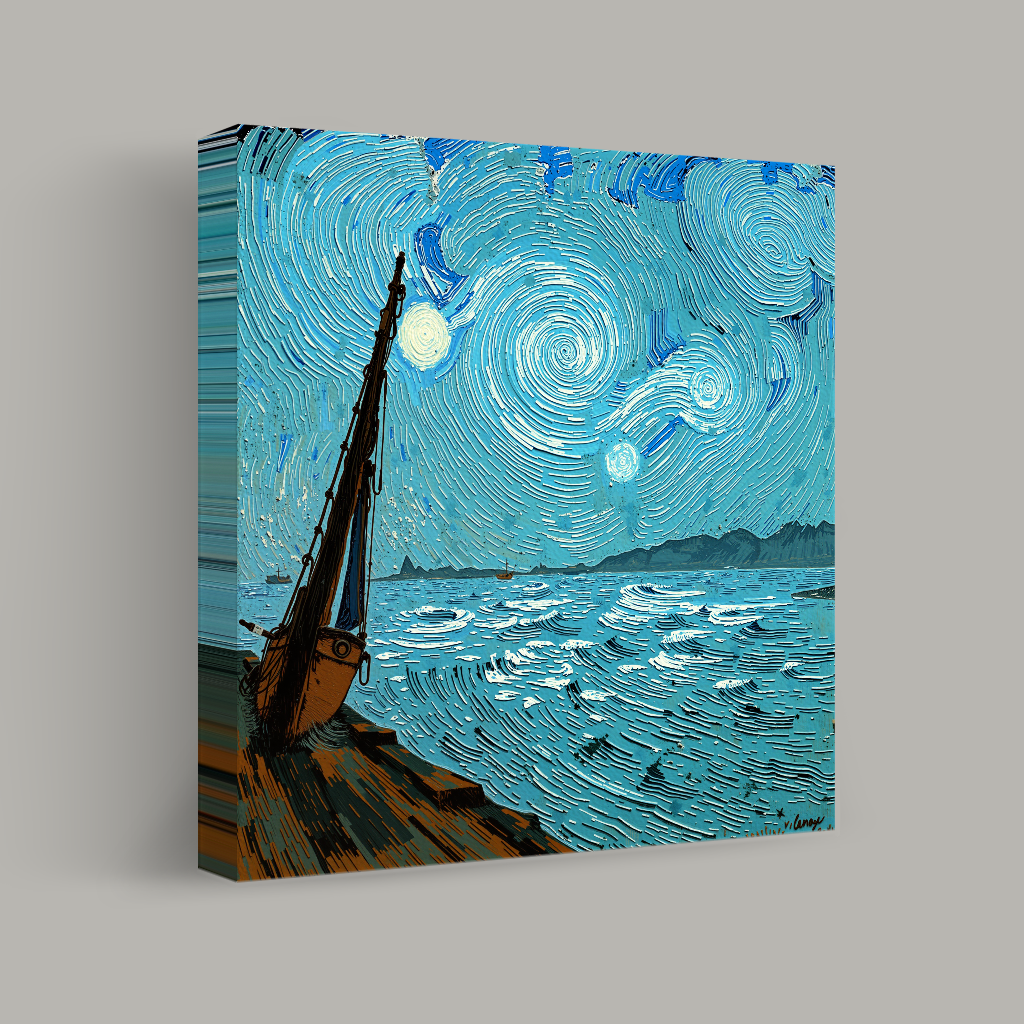 Cielos giratorios sobre mares serenos vista 1