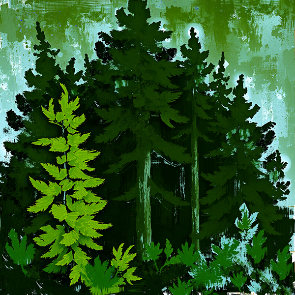 Lush Forest Silhouettes