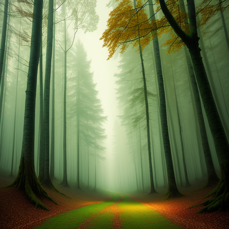 Pathway Through the Misty Woods view 2