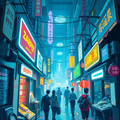 Neon Alleyway Tapestry thumbnail 2