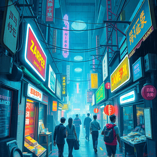 Neon Alleyway Tapestry