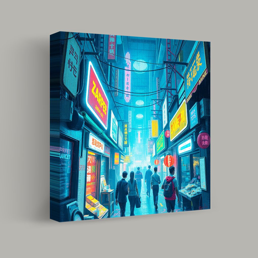 Neon Alleyway Tapestry view 1