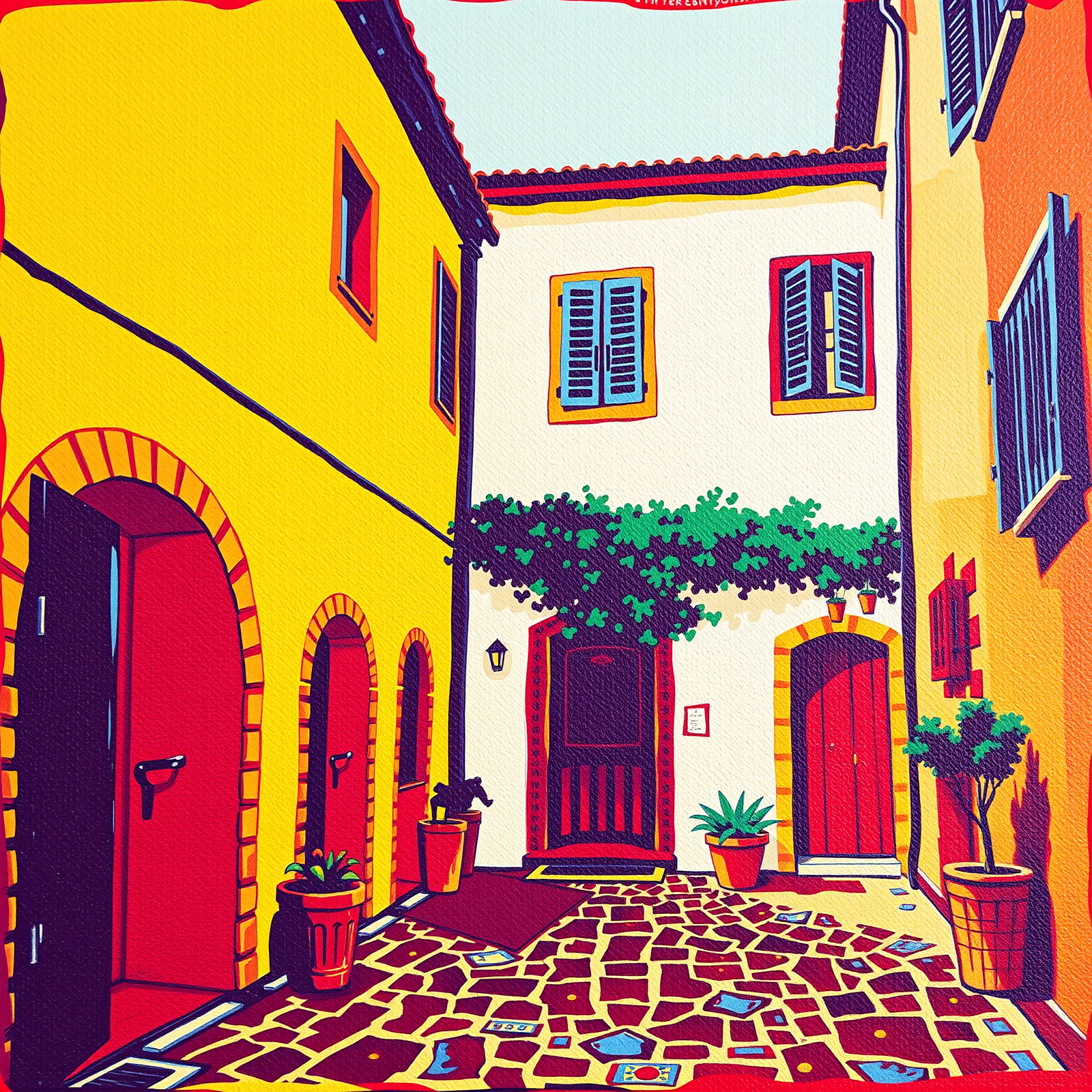 Vibrant Alleyway of Colorful Vistas view 2