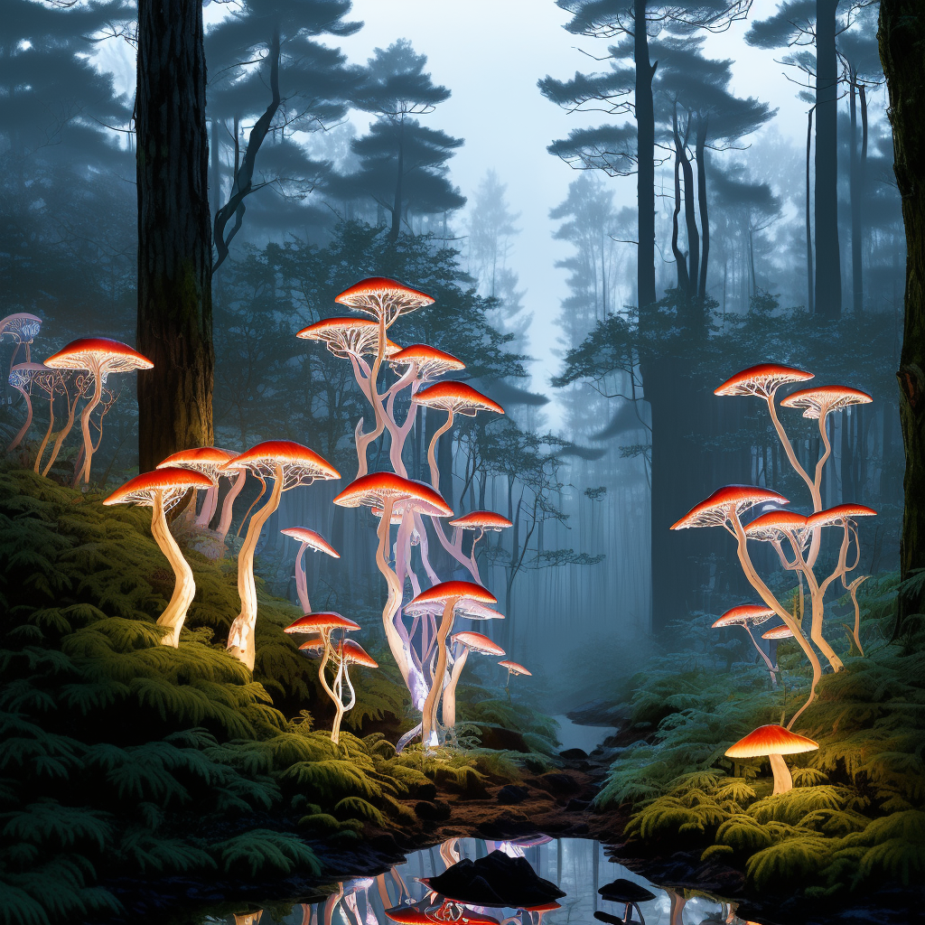 Enchanted Forest of Luminescent Fungi view 2