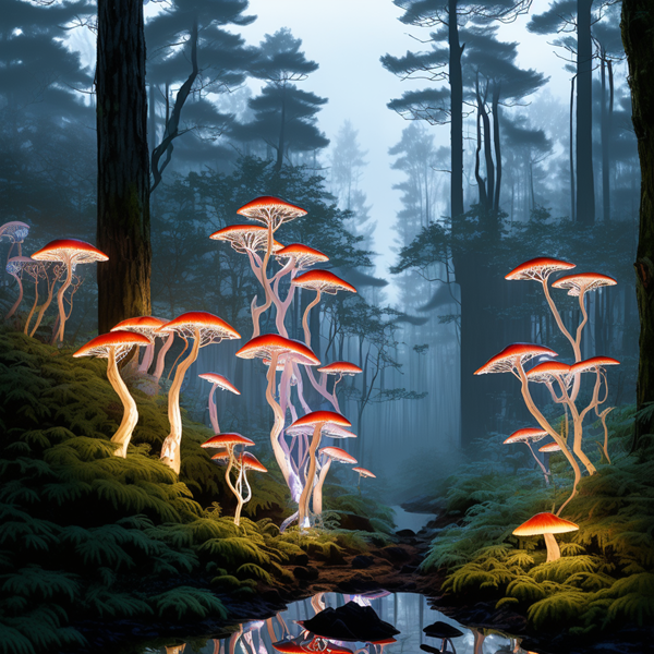 Enchanted Forest of Luminescent Fungi