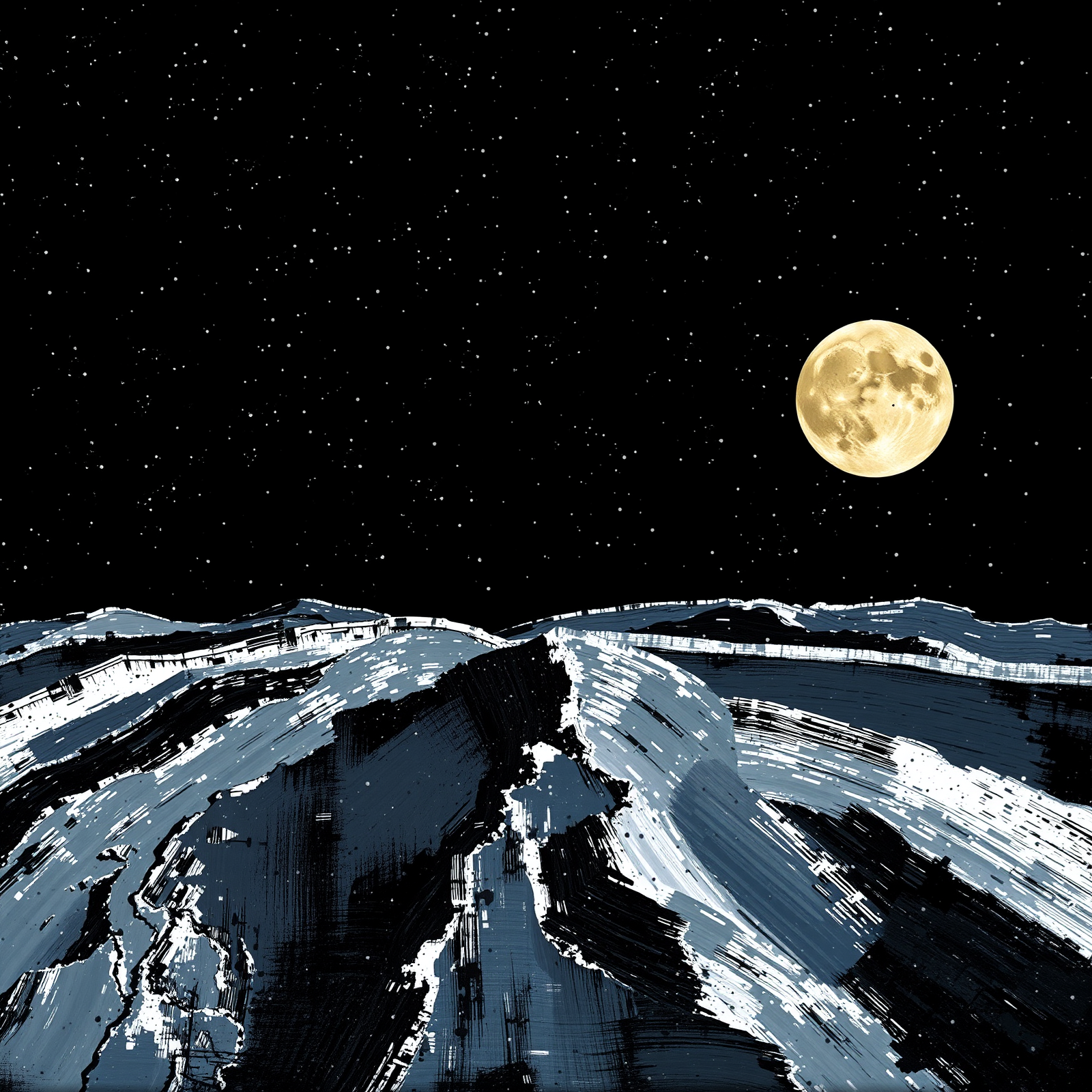 Lunar Serenity Over Frozen Peaks view 2