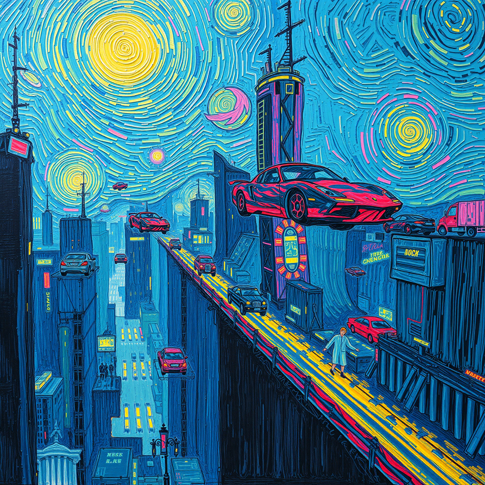 Neon Symphony of a Futuristic Skyline view 2