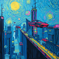 Neon Symphony of a Futuristic Skyline thumbnail 2