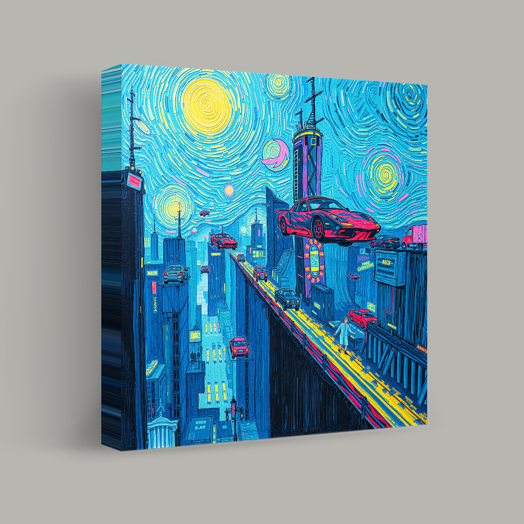 Neon Symphony of a Futuristic Skyline view 1