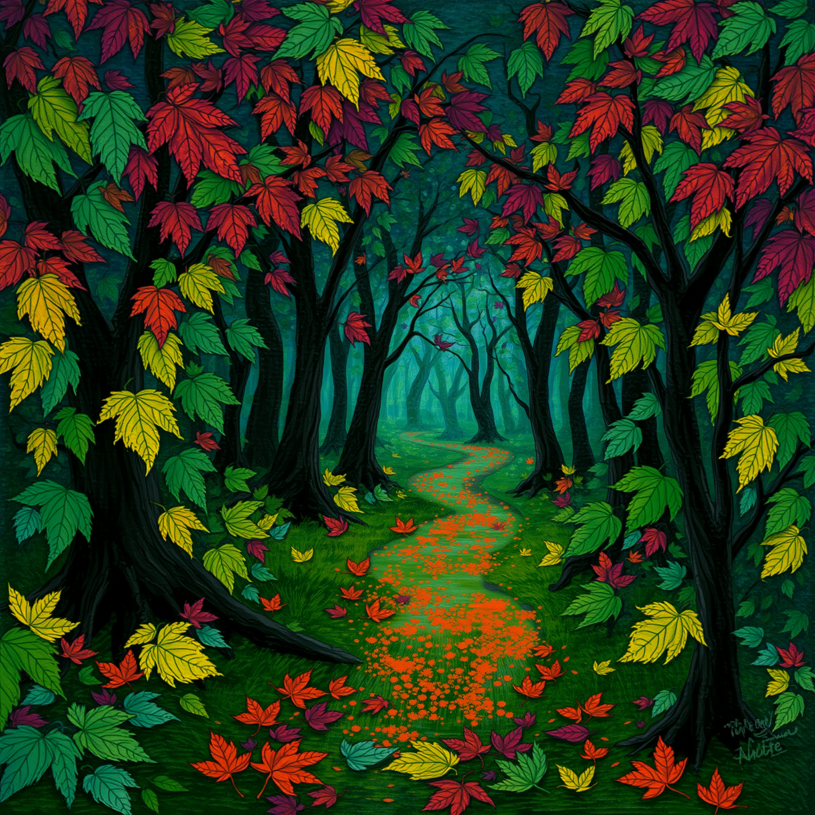 Pathway of Vibrant Leaves view 2