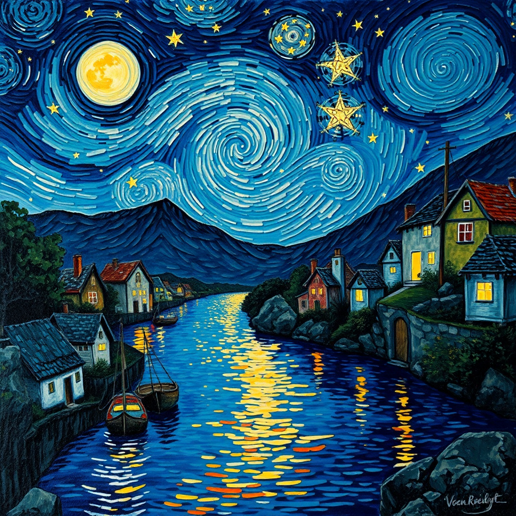 Starry Reflections Over the Village view 2