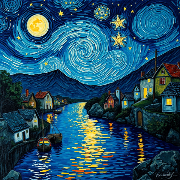 Starry Reflections Over the Village