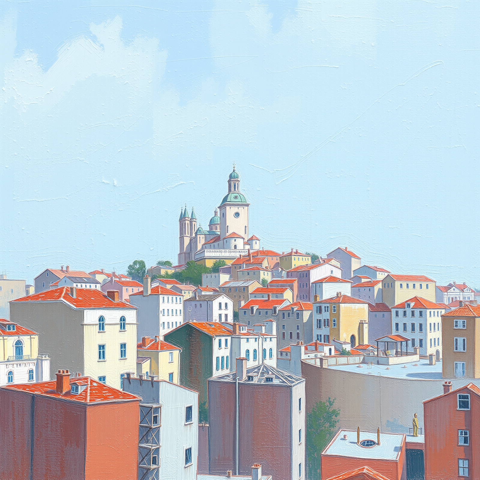 Toits rouges de la ville perchée vue 2