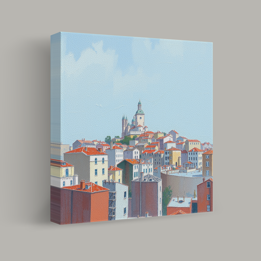 Toits rouges de la ville perchée vue 1