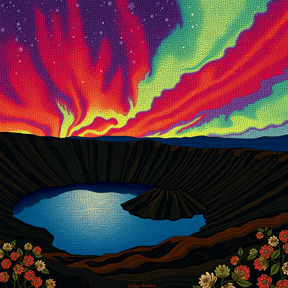 Celestial Dance Over the Crater view 2