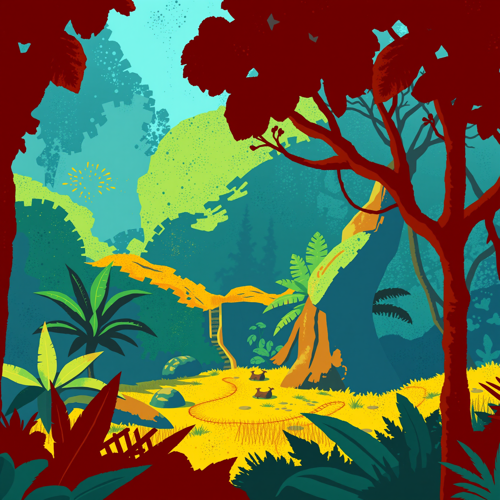 Pathway Through Tranquil Jungle view 2