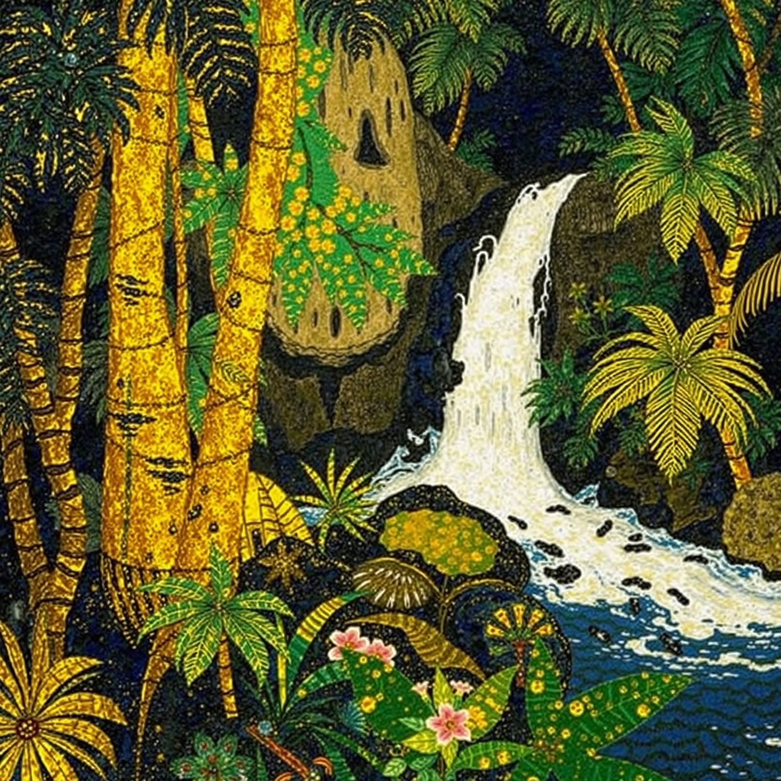 Lush Cascade in Tropical Wilderness view 2